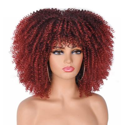 China Short Wave Wig Factory 14 Inch Hair Wig Black Red Brown Female Hair Wig Professional Hair Wig Supplier for sale