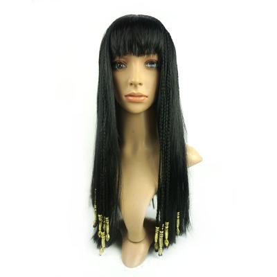 China Long Straight Hair China Factory Long Cosplay Cleopatra Black Wig Straight Synthetic Wigs With Bangs For Women for sale