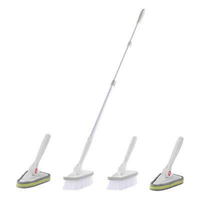 China Stocked Bathroom Scrubber Tile Cleaning Brush With Extendable Long Handle for sale