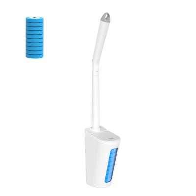 China Stocked Disposable Toilet Bowl Brush With Toilet Wand Refills Toilet System Starter Cleaning Kit for sale