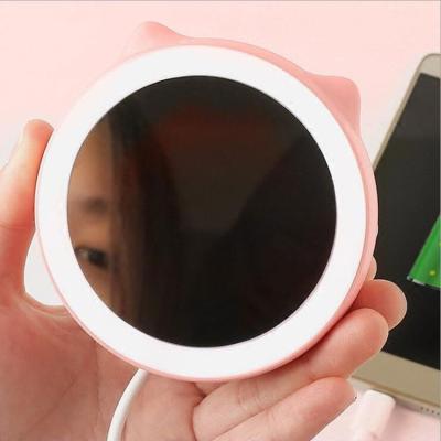 China Handheld Pocket Mirror Pocket Travel Power Bank Led Lighted Makeup Vanity Mirror for sale