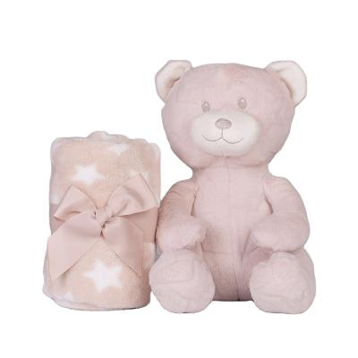 China Hot Sale Folded INS Plush Teddy Bear Rabbit With Covering Baby Gift Stuffed Plush Newborn Toys for sale