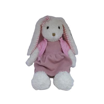 China High Quality Eco-Friendly 30 Cm Long Ears Rabbit Soft Toy With Pink Clothes Shaped Easter Bunny Stuffed Toy Baby Comfort Doll Customize for sale