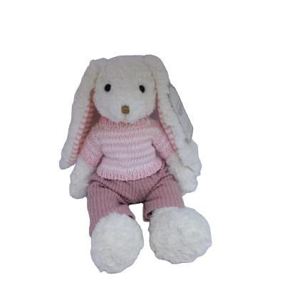 China High Quality Eco-Friendly 30 Cm Long Ears Rabbit Soft Toy With Pink Clothes Shaped Easter Bunny Stuffed Toy Baby Comfort Doll Customize for sale