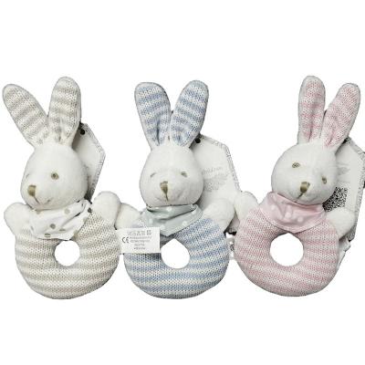 China Soft Crochet Wool Cotton Baby Rattle Baby Hand Bell Knitting Rabbit Shaped Bunny for sale