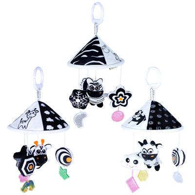 China Crib White&Black 0-3 Stuffed Mobile Years To Cow Deer Zebra Shaped Baby Crib Bell Musical Soothing Toys for sale