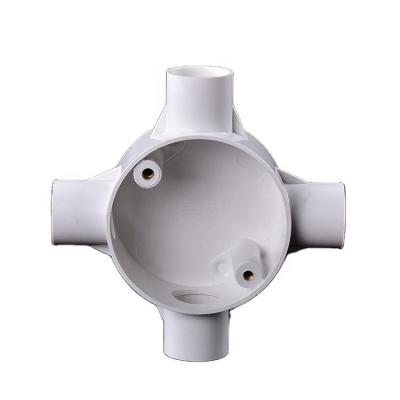 China Electrical Flexible Conduit PVC Pipe Construction Or Fitting Electrical Tee 16 Mm Conduit 4 Way Junction Box for sale