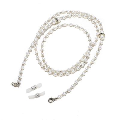 China Eco-friendly Vintage Glass Temperament Imitation Pearl Chain Rope Mouth-muffle Glass Rope Double-function Sunglasses Hanging Chain for sale