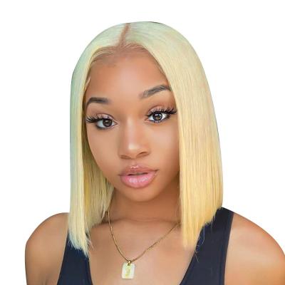 China New BOBO Short Silky Straight Hair Polyester Lace Front Wig 613# Wave Crochet Blonde Polyester Half Headpiece for sale