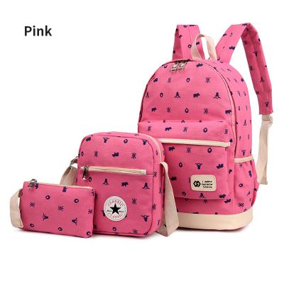 China Eco Durable Children's Cloth Backpack Set Cotton Canvas Elementary Lightweight Durable Primary School Backpack for sale