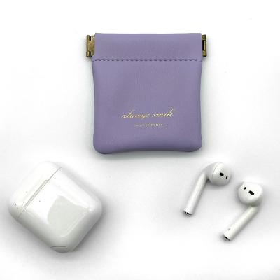 China AirPods Mini Bag Durable Leather PU Storage Purse Hidden Magnetic Opening for sale