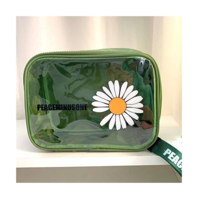 China Transparent Clear Polyester Makeup Toiletry Storage Soft Waterproof Cosmetic Bag for sale