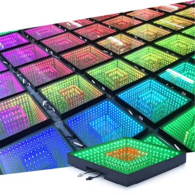 China Portable Double Stage Mirror Infinity 3D LED Dance Floor 50cmx50cm LED Panel Dance Floor for sale