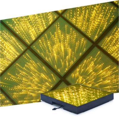 China Wedding Professional Wholesale Golden Color Mirror LED Dance Floor Tempered Glass LED Dance Floor Panel Disco Lights for sale