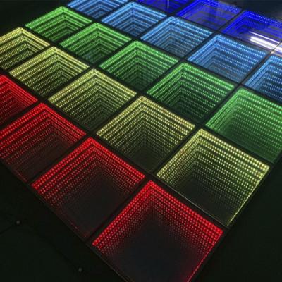 China Wholesale 100x100cm Stage Waterproof Infinity 3D LED Dance Floor IP67 LED Panel Disco Dance Floor Lights for sale