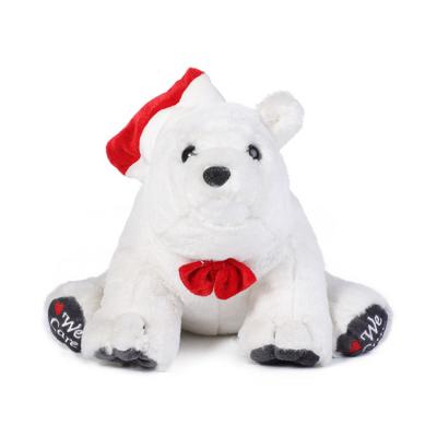 China New Hot Selling Eco-friendly Christmas Bear Toys With Hat Polar Bear Bow Tie Plush Toy for sale