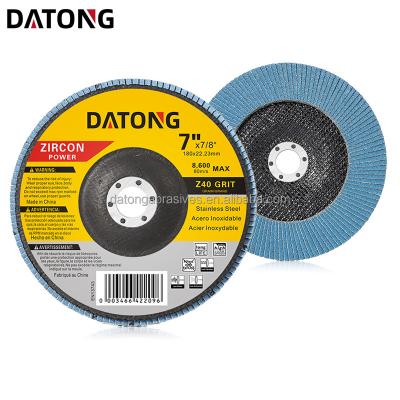 China Metal Grinding Chinese Factory Datong Abrasives Zirconia 7 Inch Fin Disc Sanding Wheel Grit 40/60/80/120 With Fiberglass Backing for sale