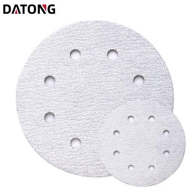 China Metal Datong Disc White Paper High Abrasive Performance 9inch 180mm 8 Holes Sanding Wood And Alloy for sale