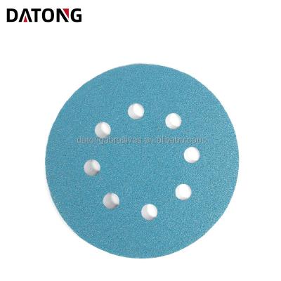 China Datong Factory High Quality 125 Millimeter 5 Inch 8 Holes Metal Grind 100 Round Ceramic Blue Sanding Disc for Metal and Wood for sale