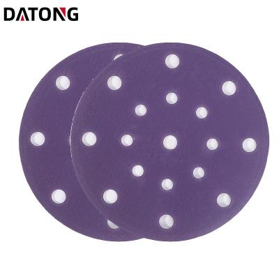 China Datong Abrasives Factory Sand Paper 6inch 17holes Long Life Grit Sanding Disc 600 Round Ceramic Purple for sale