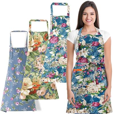 China Simple Fashion Art Attendant Drinks / Food Hawaii Style Linen And Cotton Apron Salon Aprons for sale