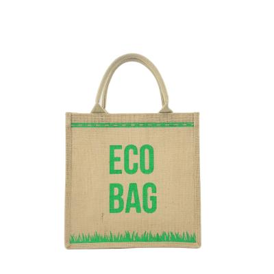 China Customized Customized Eco - Friendly Reusable Eco - Friendly Logo Shopping Bags Jute Gift Handle Laminated for sale