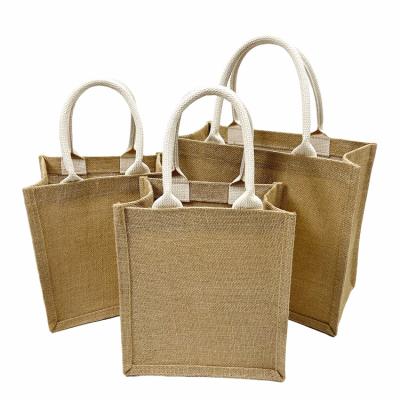 China Eco-friendly Wholesale Manufacturer Wholesale Empty Jute Shopping Tote Bag For DIY Painting for sale