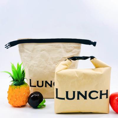 China Customized high quality natural color waterproof small kraft paper lunch insulated bag with handles for sale