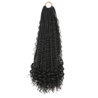 China Curly Bohemian Box Braids Hair With Curls Boho Braids Synthetic Ombre Crochet Hair Extension for sale