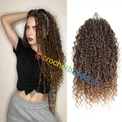 China Curly Wave Goddess locs crochet 24 inch strands 14-18 Hair Extensions Synthetic Faux Locs Curly Crochet Braids Hair For Women for sale