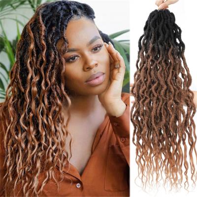 China Goddess Curly Faux Locs With Curly End Synthetic Crochet Braids Hair Extensions For Women Ombre Blonde Messy Curly Dreadlocks for sale