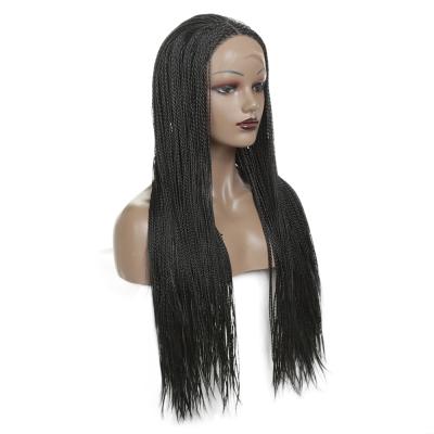 China Box Braids Wig Heat Resistant Fiber Hair Synthetic Lace Front Wig Braided Box Braids Wigs For Black Women Lace Up Wigs for sale