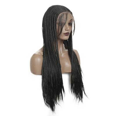 China Box Braids Wig Micro Braided Synthetic Lace Front Wigs For Black Women Full Hand Tied Braided Box Lace Front Wig for sale