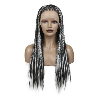 China Box Braids Wig 28 Inch Synthetic Micro Braiding Hair Box Braid Long Lace Front Wig Long Twist Wig Braid Wigs For African Women Hair for sale