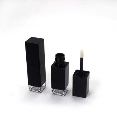 China HY-CS003 Cosmetic in stock 8ml container liquid black lipstick empty lip gloss tube with brush for sale