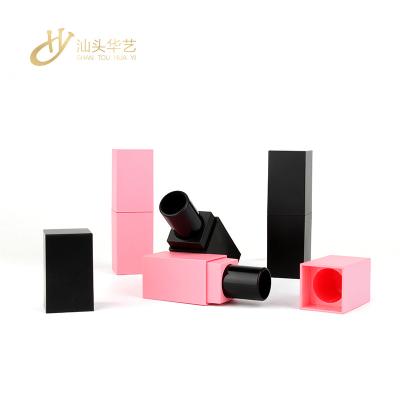 China HUAYI Cosmetic Square Lip Balm Lipstick Tubes Matte Pink Container For Makeup Tubes Private Label Pink Tube Lipstick for sale