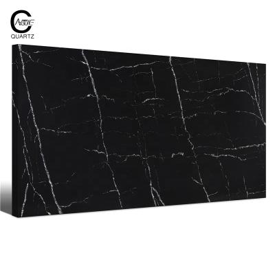 China CAXSTONE Factory Calacatta Quartz Stone Slab Black Marble Look Artificial stone for kitchen counter top for sale