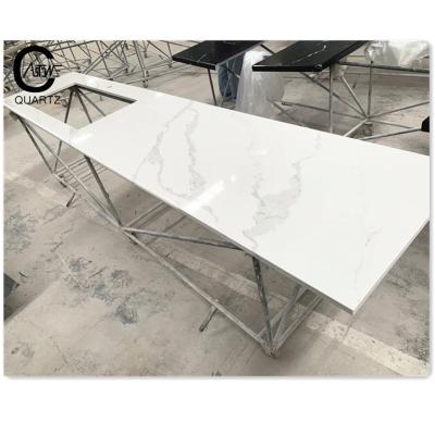 China White Quartz Countertop Marble vein Multiple functions China dental supplyand wholesale for sale