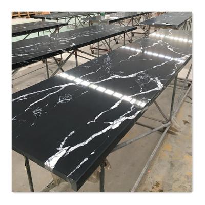 China Black Quartz Countertop Coffee Table Artificial Stone Living Room Furniture Modern Square Shape Quartz Surface Customized for sale