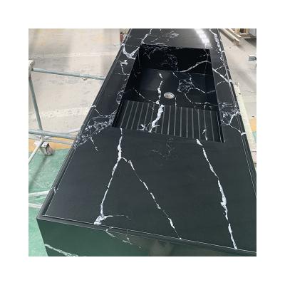 China Artificial Black White Stone Engineered Quartz Slab Good Cheaper Price Calacatta for sale