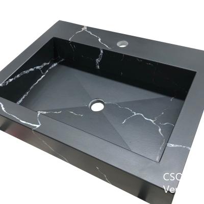 China Black Quartz Slab for Countertop and Kitchen Island Tops For Stone Project for sale