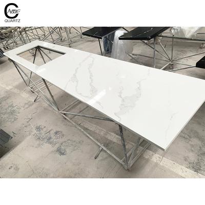 China cut to size countertops vanity tops & table tops artificial quartz stone white counter top slab for sale