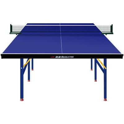 China Competition Double Fish 501A Indoor Professional Durable HDF 15cm Color Table Tennis Table Tennis Standard Blue Table for sale