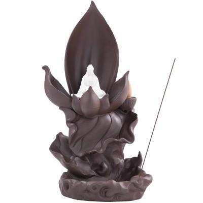 China Handcrafted Ready to Ship Back Buddha Statue Incense Flow Burner Holder Ceramic Incense Stick Holder for sale