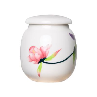 China Stocked Ready To Ship Loose Hand Painted Ceramic Porcelain Tea Coffee Bean Tea Canister for sale