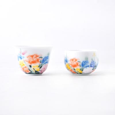 China Viable Ready To Ship Ceramic Porcelain Small Chinese No Handle Tea Cup for sale