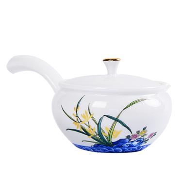 China Sustainable Ready To Ship Japanese Ceramic Porcelain Side Teapot With Side Handle for sale