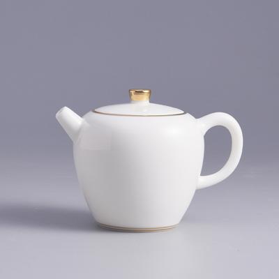 China Hand Painted Gold Line Porcelain Mini Sustainable Ceramic Real Porcelain White Teapot for sale