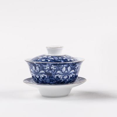 China Sustainable ready to ship ceramic porcelain gaiwan tea cups set gaiwan lid and bowl sancai for sale