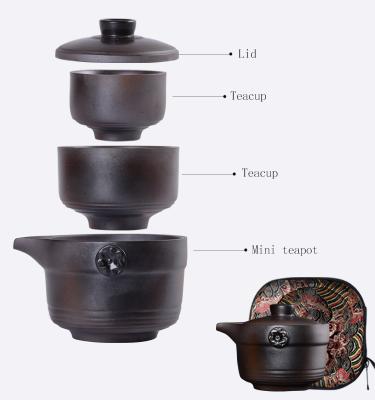 China Viable Ready To Ship Ceramic Travel Tea Cup Set Portable Tea Set With Bag for sale